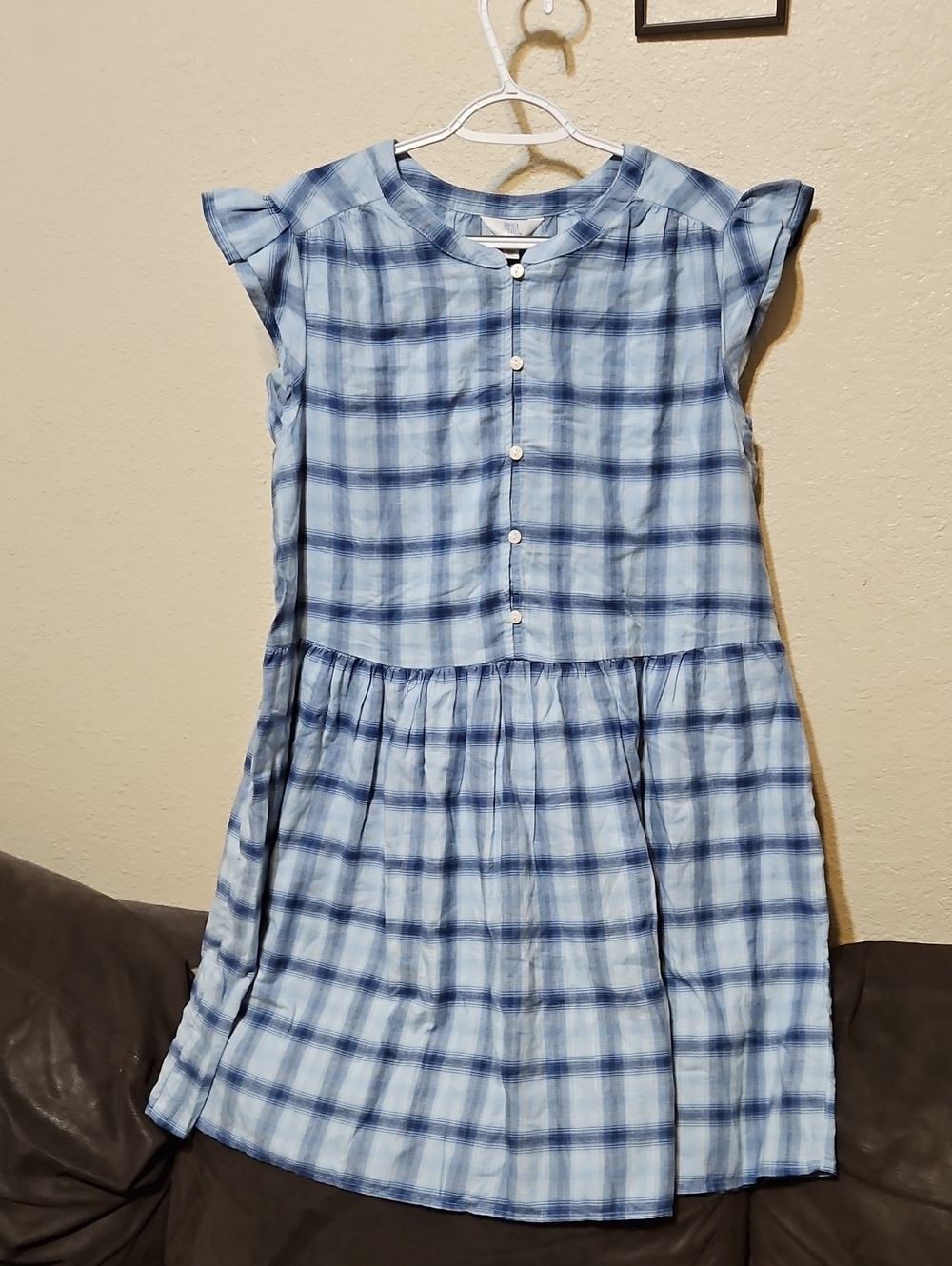 Time and Tru Light Blue Plaid Midi Dress